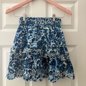 2 piece set. House of Harlow 1960 Blue and White Floral Skirt Set